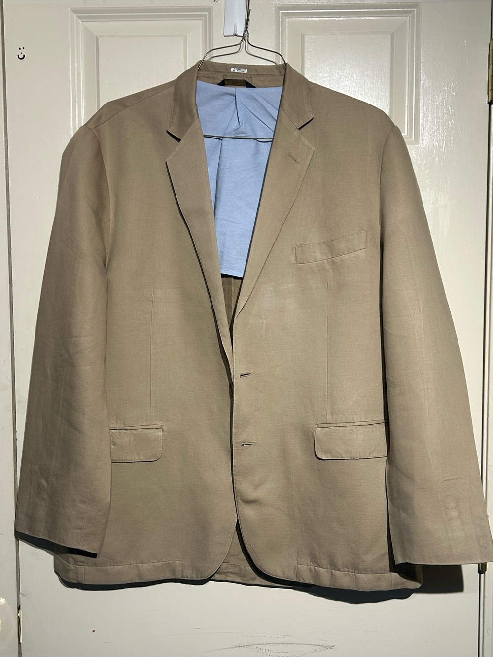 Brooks Brothers Mens 44R Regent Fit Linen Blend Beige Blazer Two Button